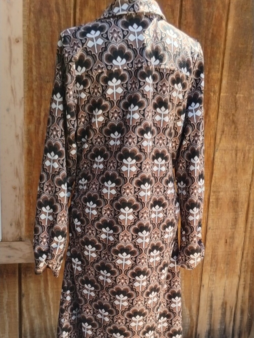 Maeve Anthropologie Brown Floral-Print Retro Inspired Midi Dress - Picture 4 of 7